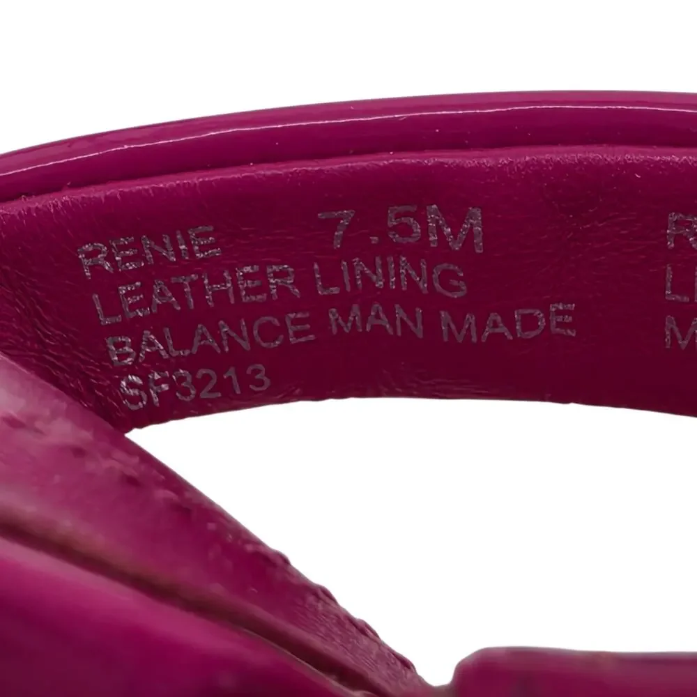 NWOT Steve Madden Pink Patent Renie Flared Heel Slip On Mule Sandals Size 7.5